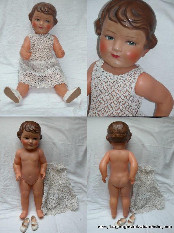Poupée Ancienne En Celluloïd CLAUDINE SNF 57 Yeux Bleus - Objet De